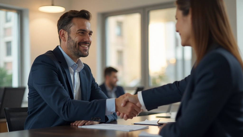 Профессиональная фотография деловой встречи в современном офисе с рукопожатием